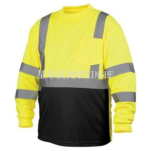 Hi-Viz T-léine Muinchille Fada Dubh Bun