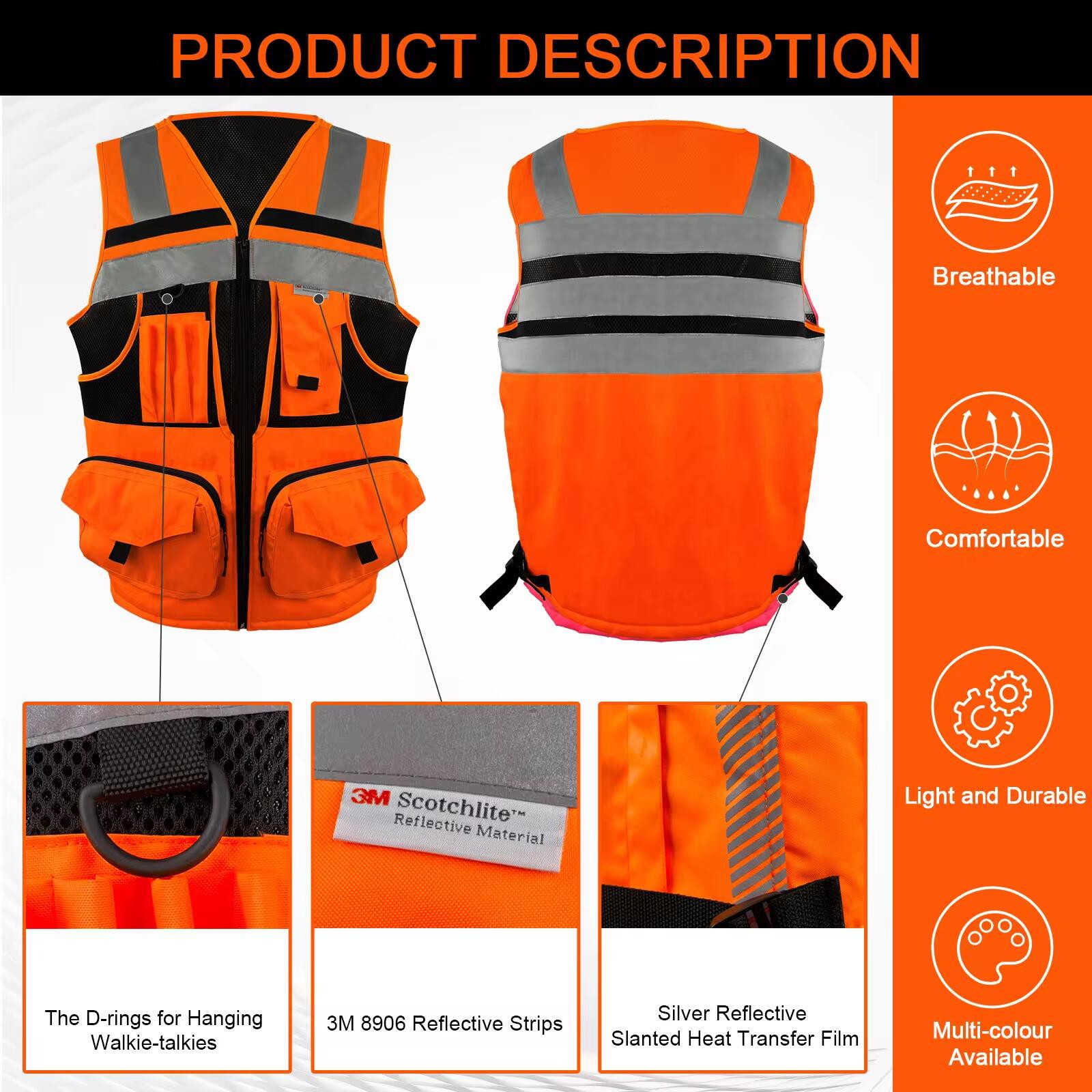 black safety vest with pockets